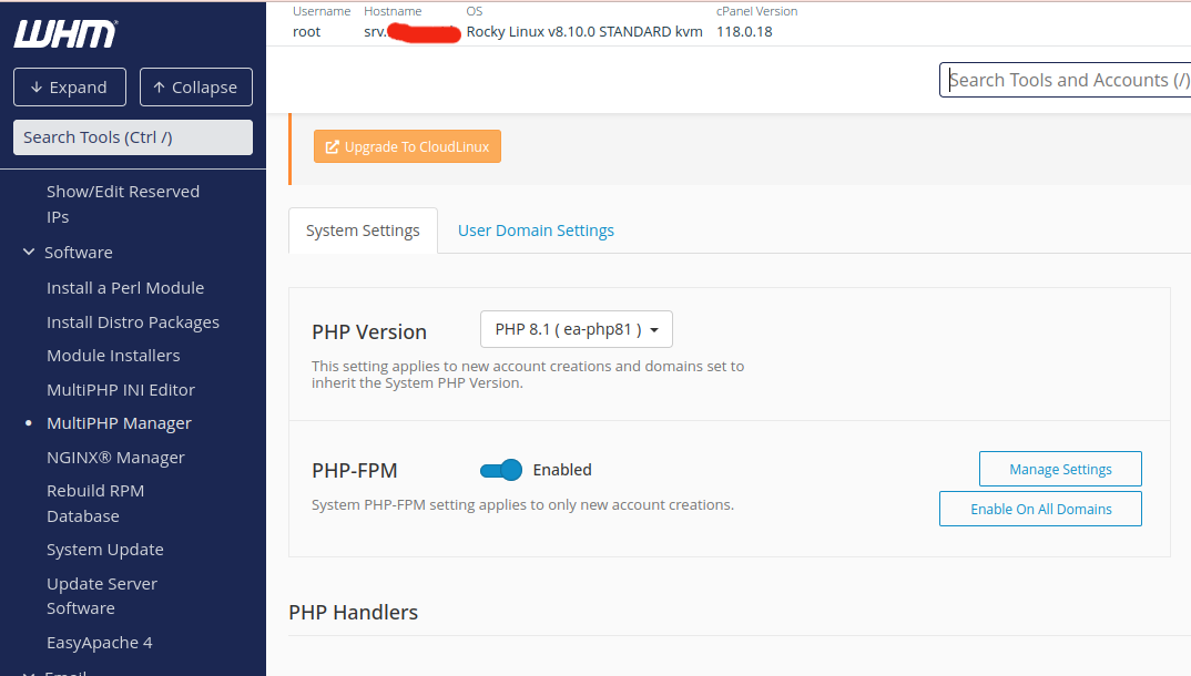PHP-FPM cPanel-WHM